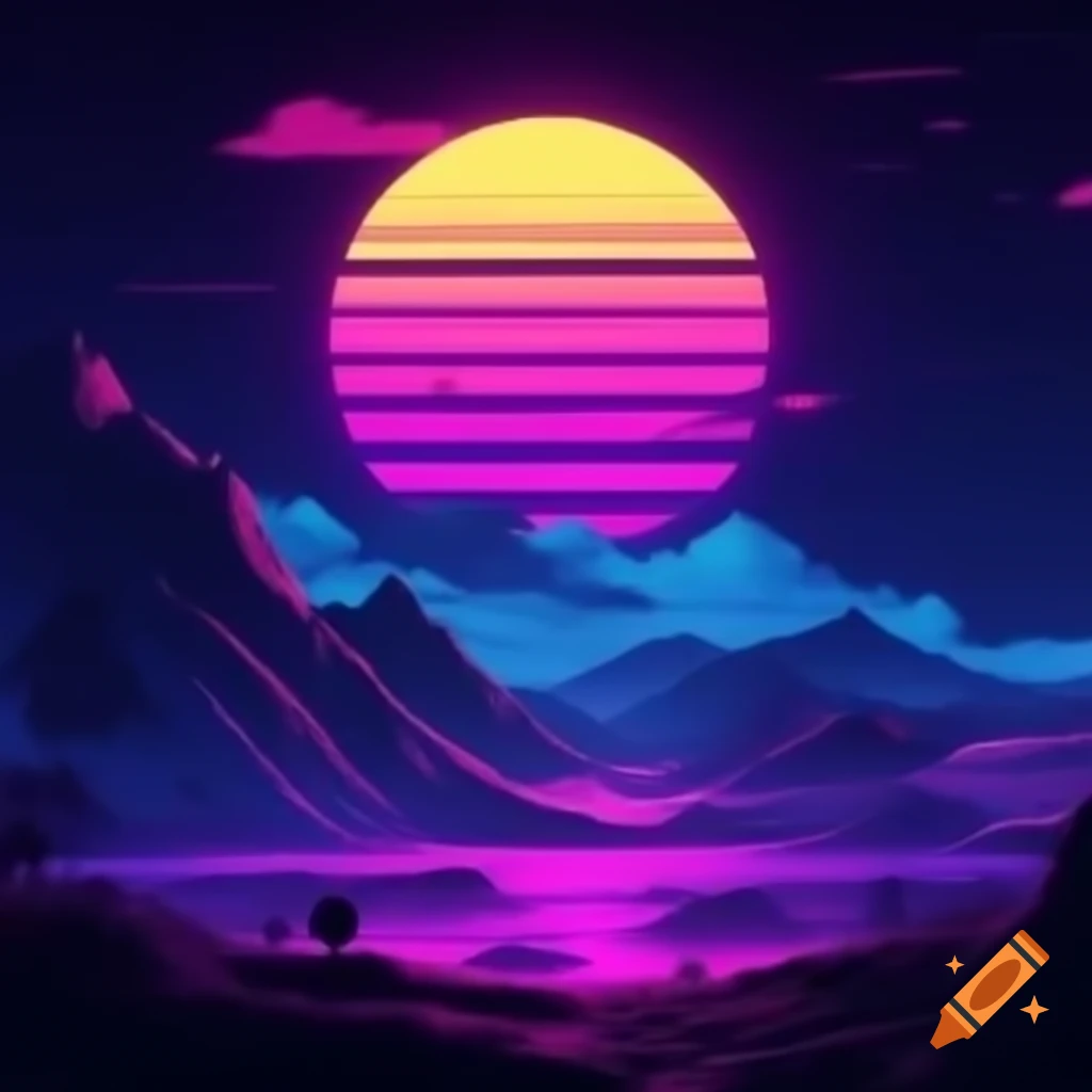 Abstract vaporwave art featuring retro aesthetics