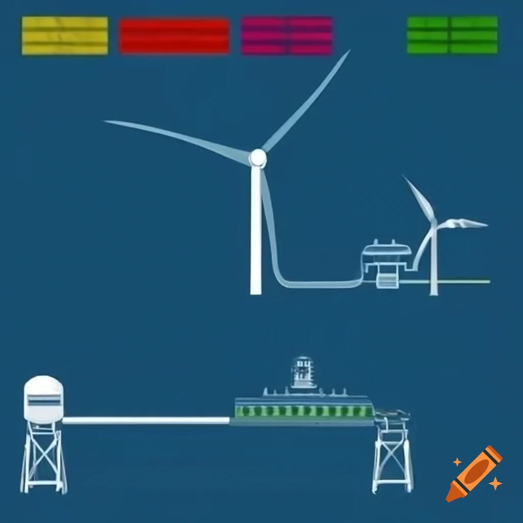 Technical schematic of a pumped hydro scheme in black and white