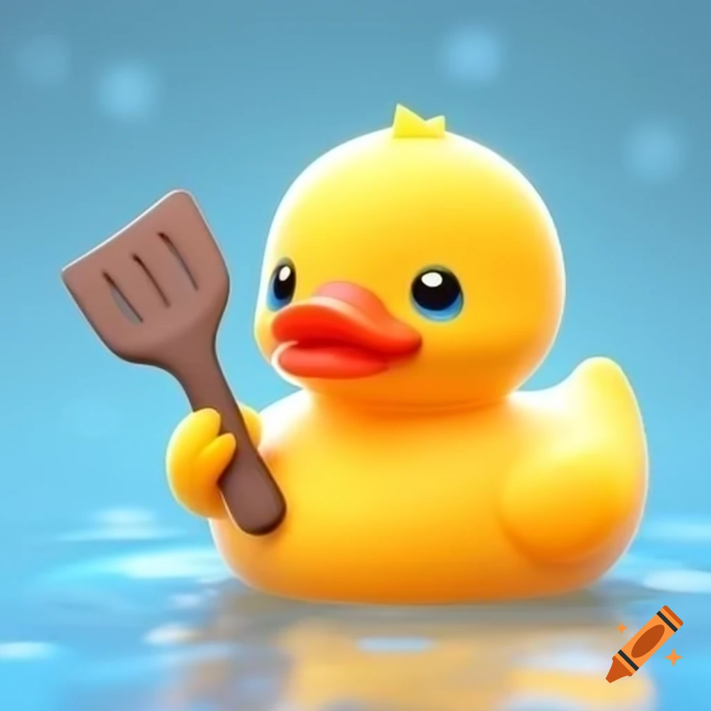 Rubber duck holding a spatula
