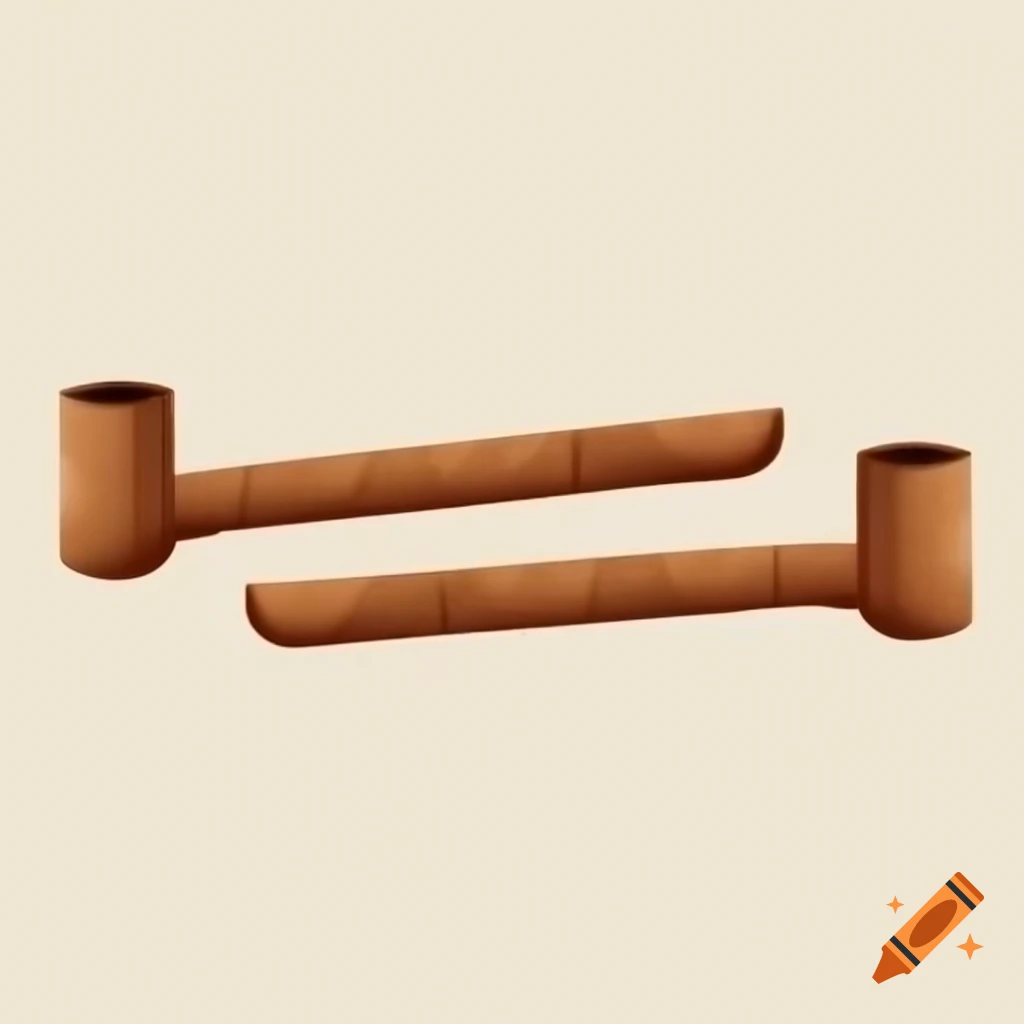 Two rustic handcrafted wooden pipes