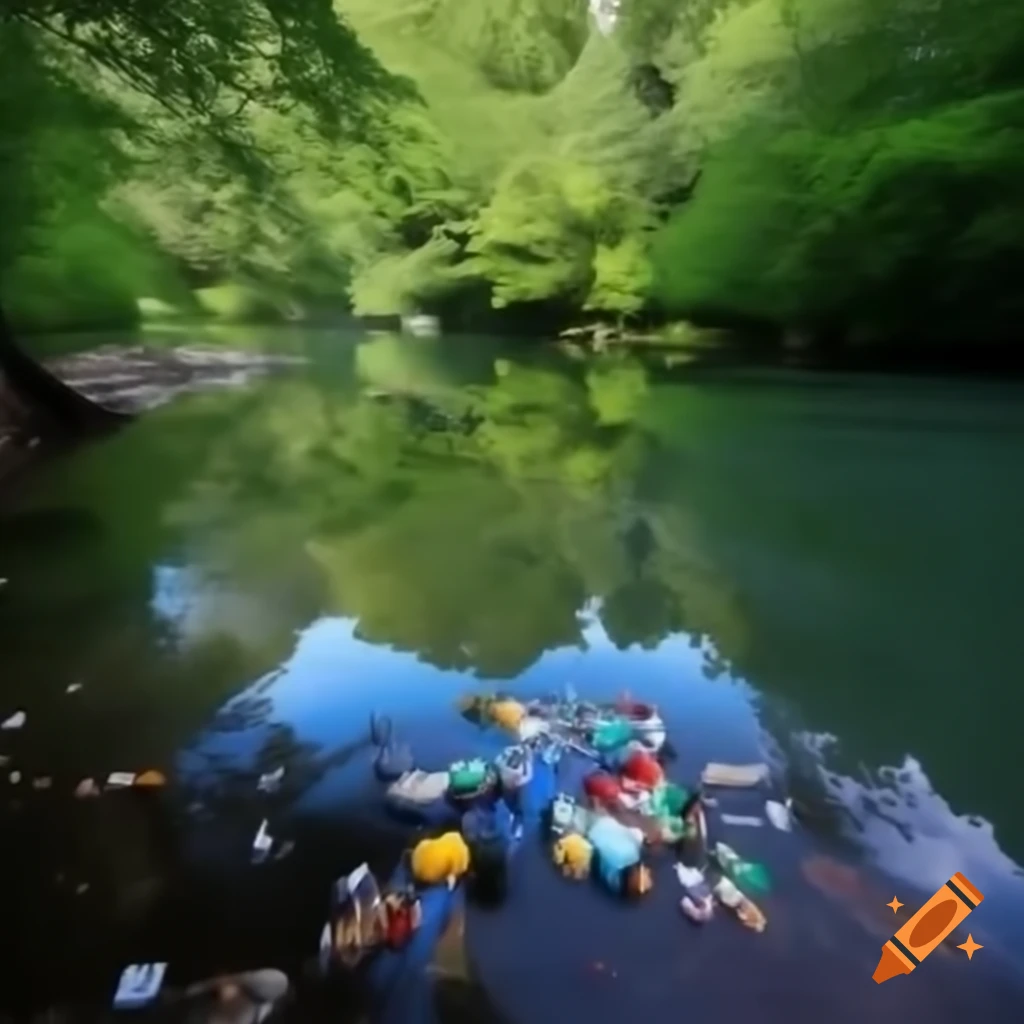 River polluted with waste highlighting environmental concerns