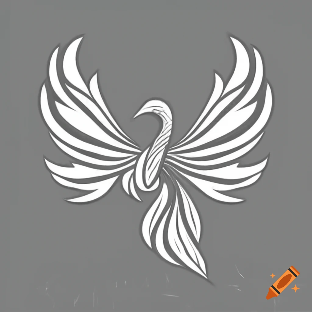 Minimalist boho phoenix outline design