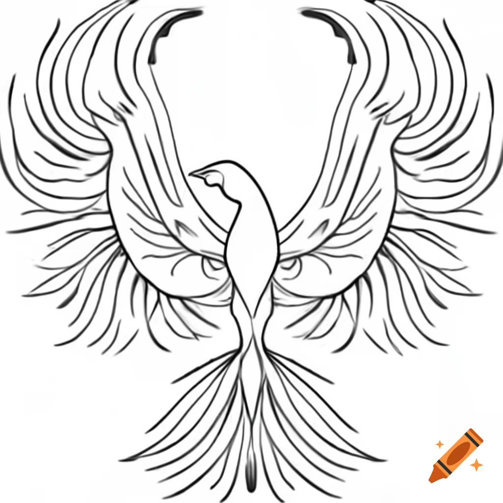 Minimalist boho phoenix outline design