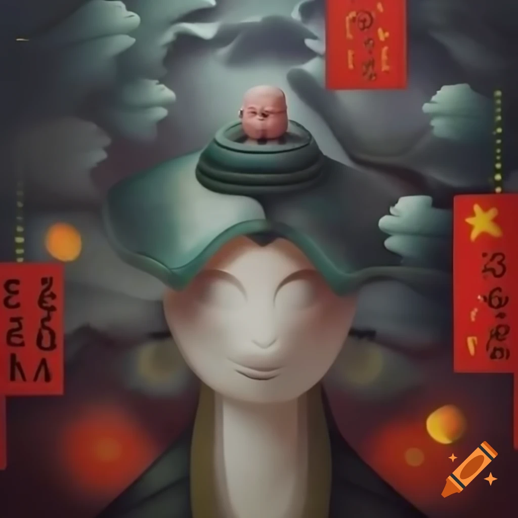 Surreal painting representing Chinese New Year