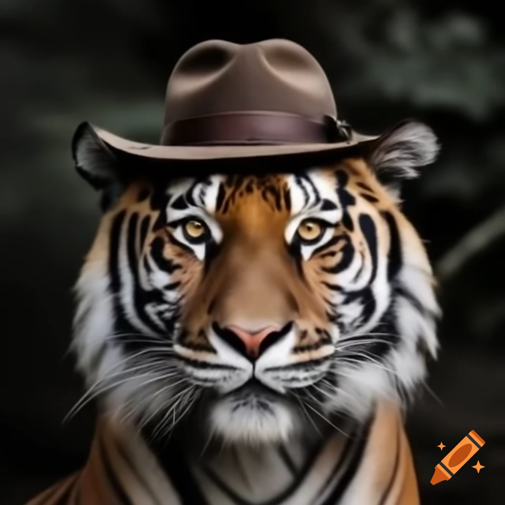 Tiger wearing a hat