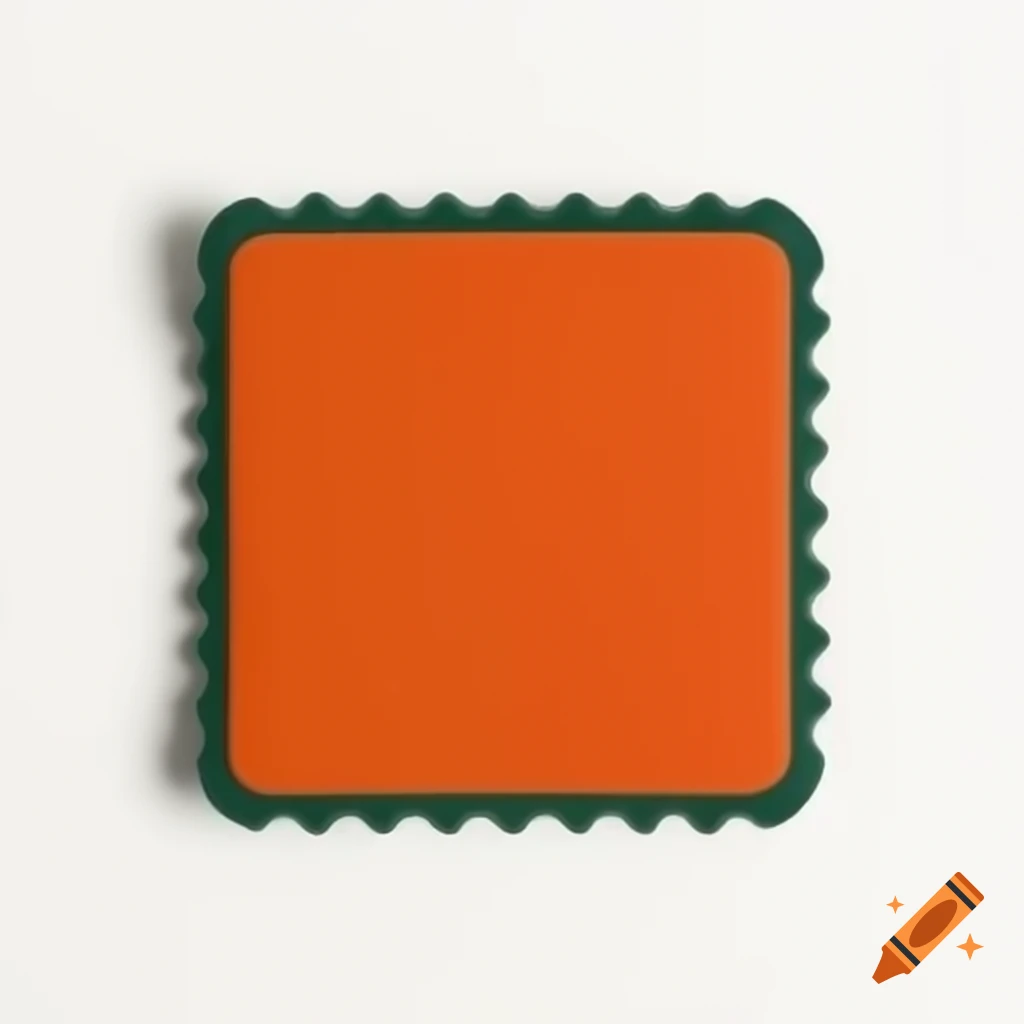 Dark orange square button with dark green edges for UI design