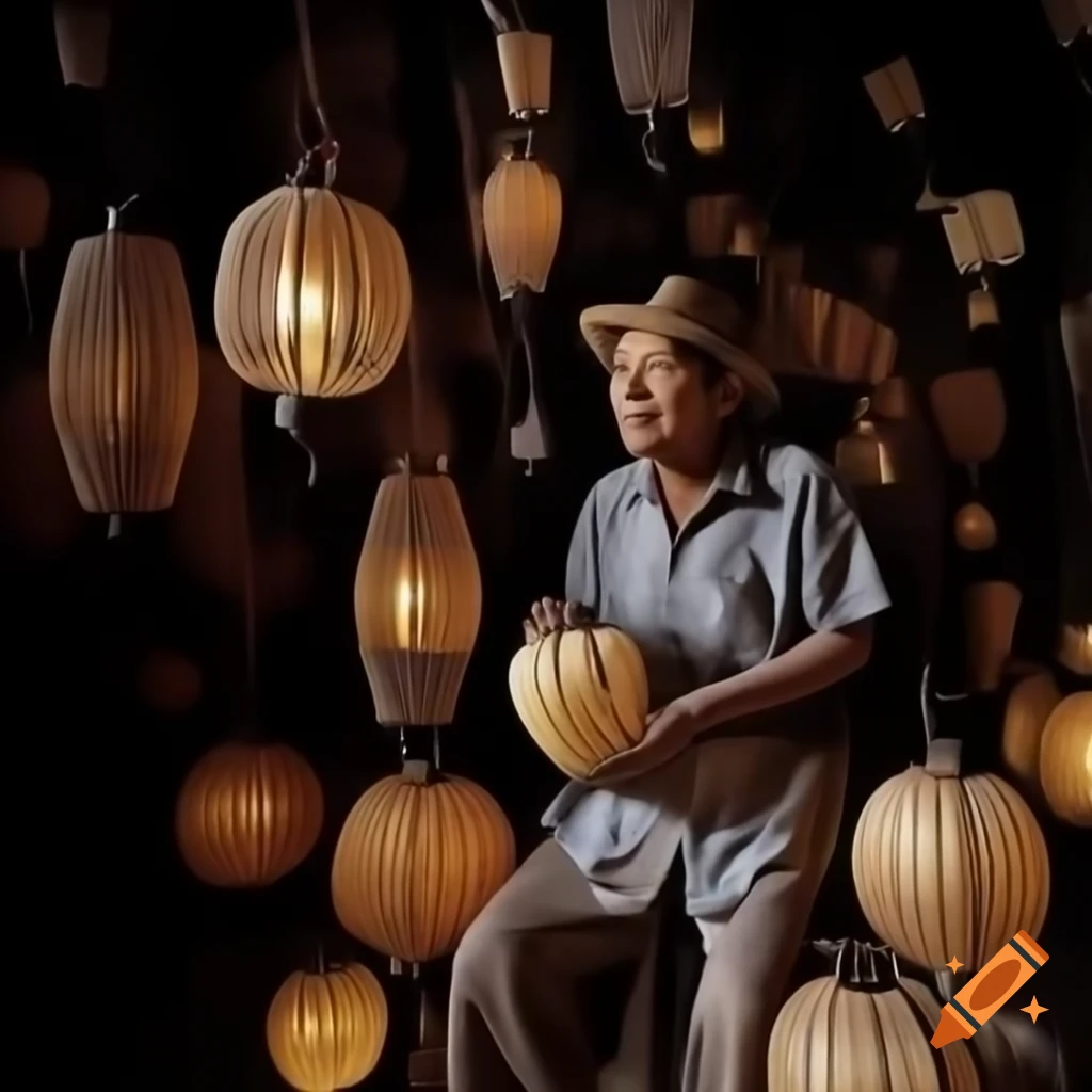 Skilled craftsman creating intricate lanterns, showcasing artistry and dedication