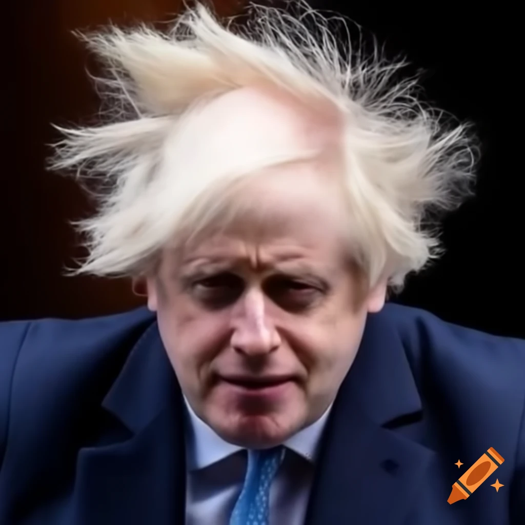 Tensed expression of Boris Johnson with a wet forehead