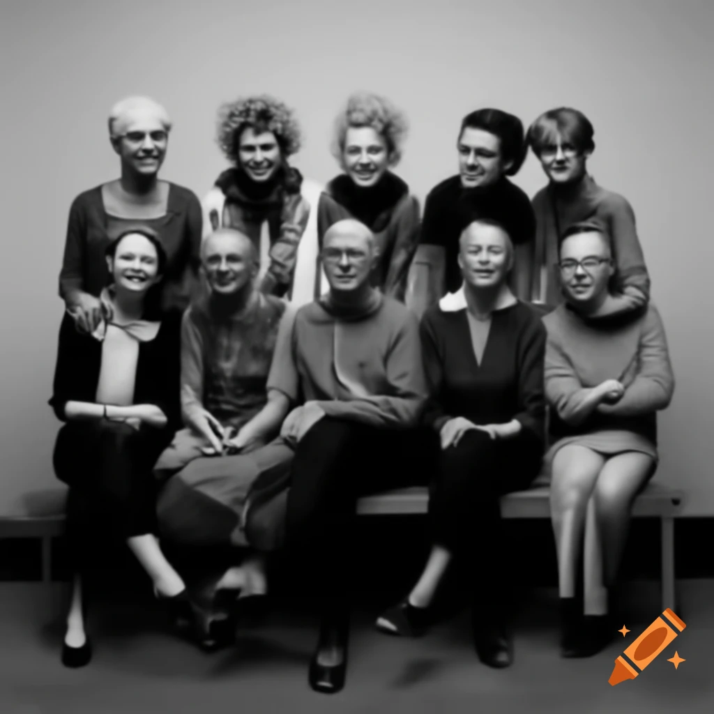 Ten people sitting together on a bench