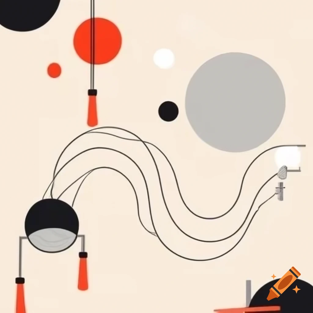 Minimalist artwork of Chinese New Year celebration with simple lines and shapes