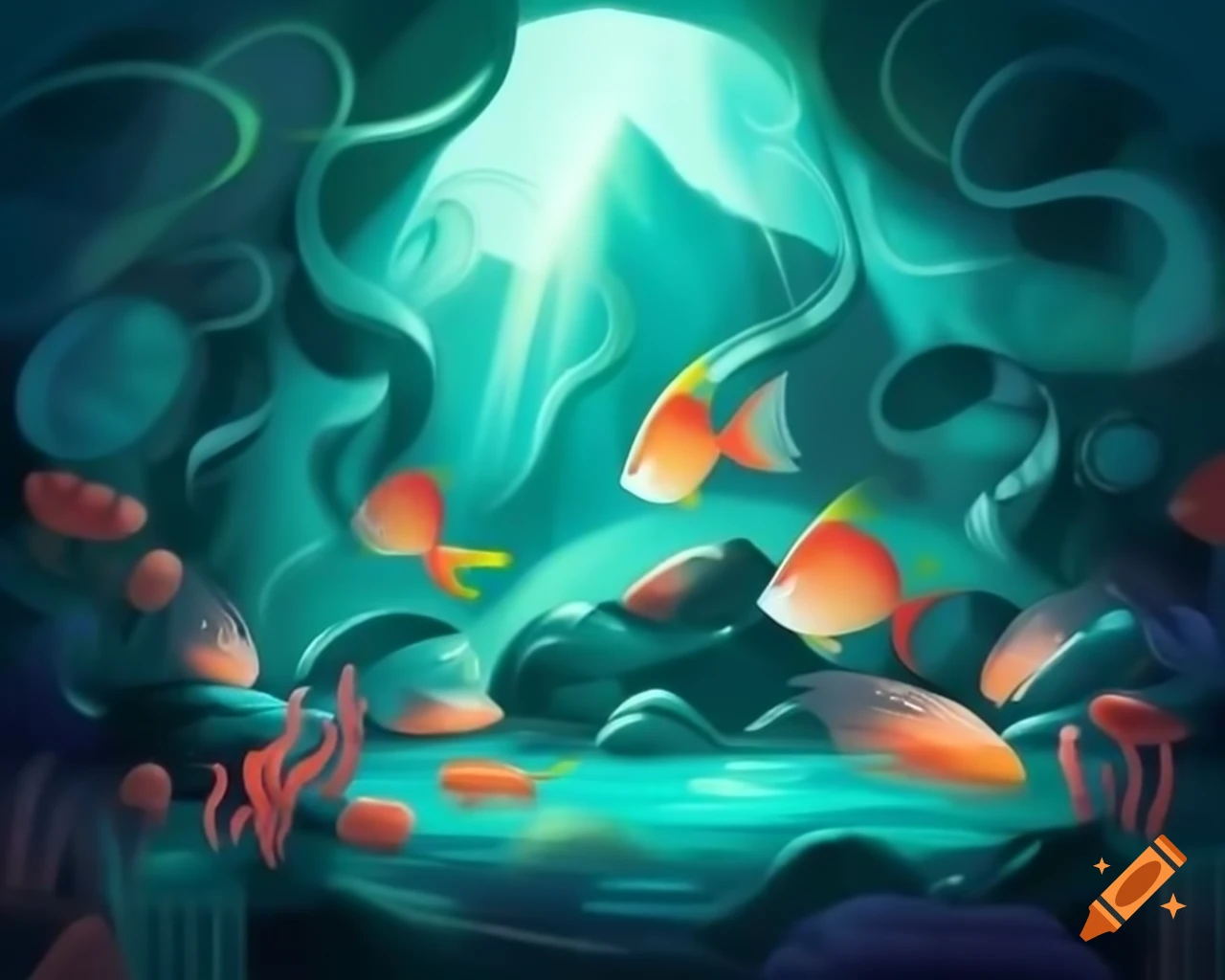 Fish Shape Extem Hyper realistic abstract fish and coral art with extreme detail and ...