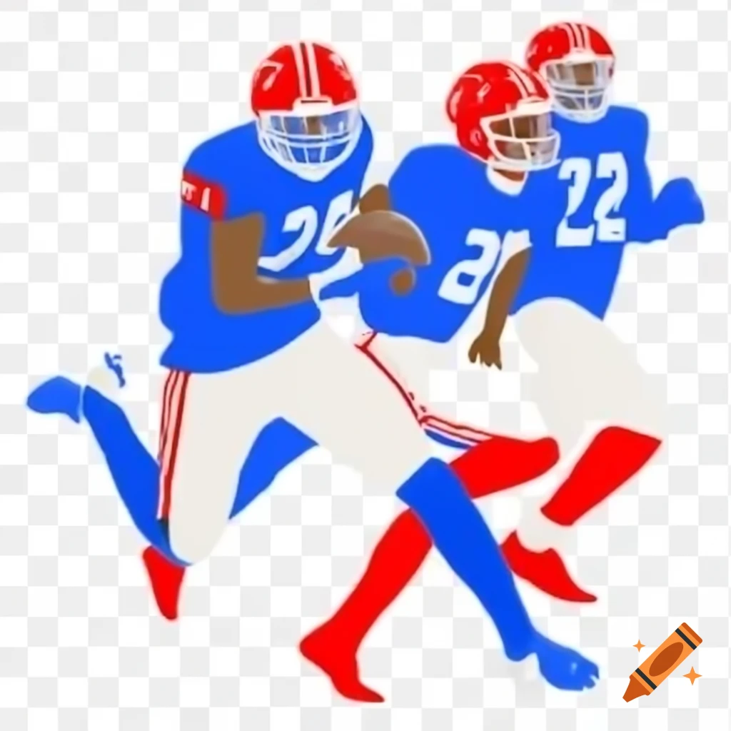 Clip art of a football team in blue and red colors