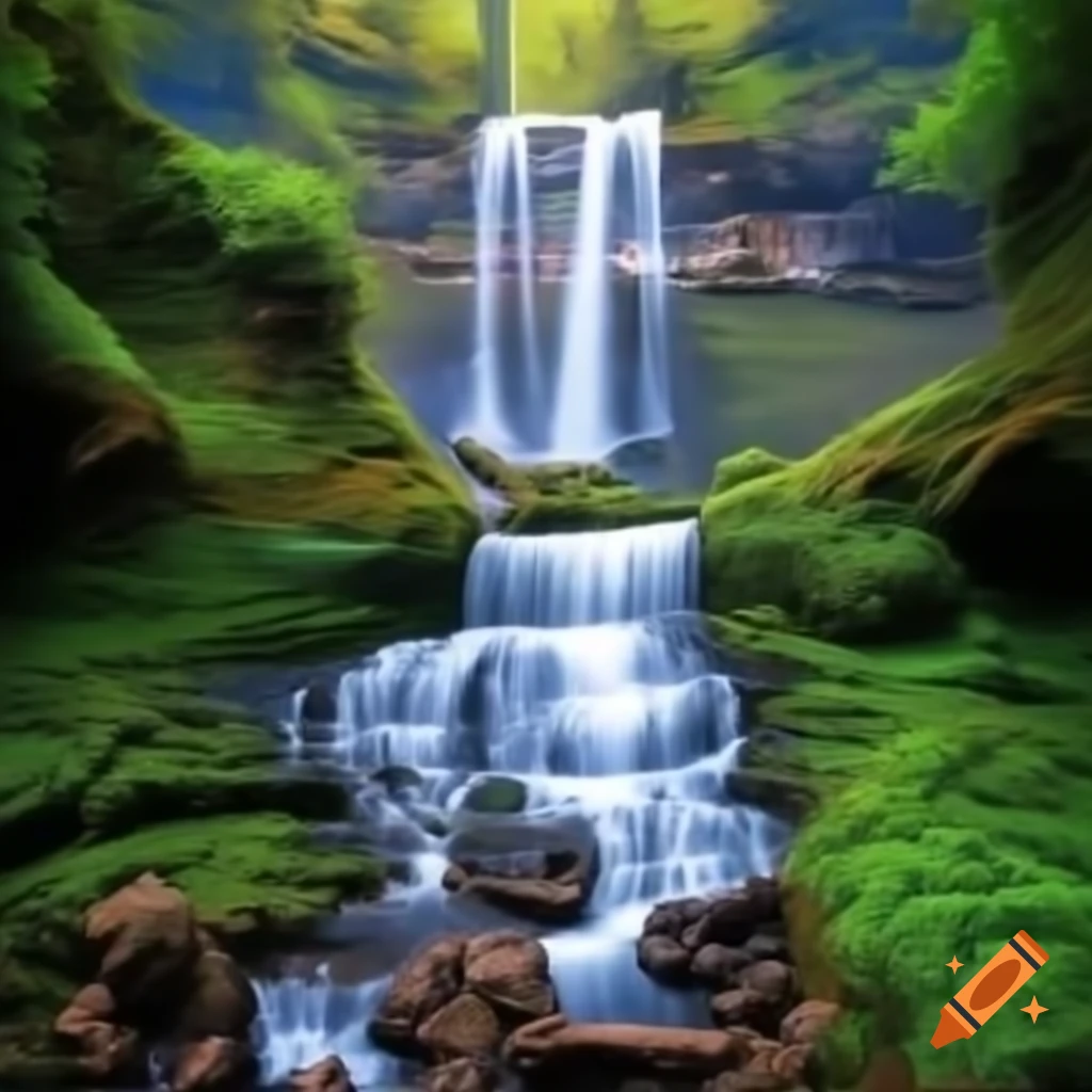 Majestic waterfall cascading down rocks