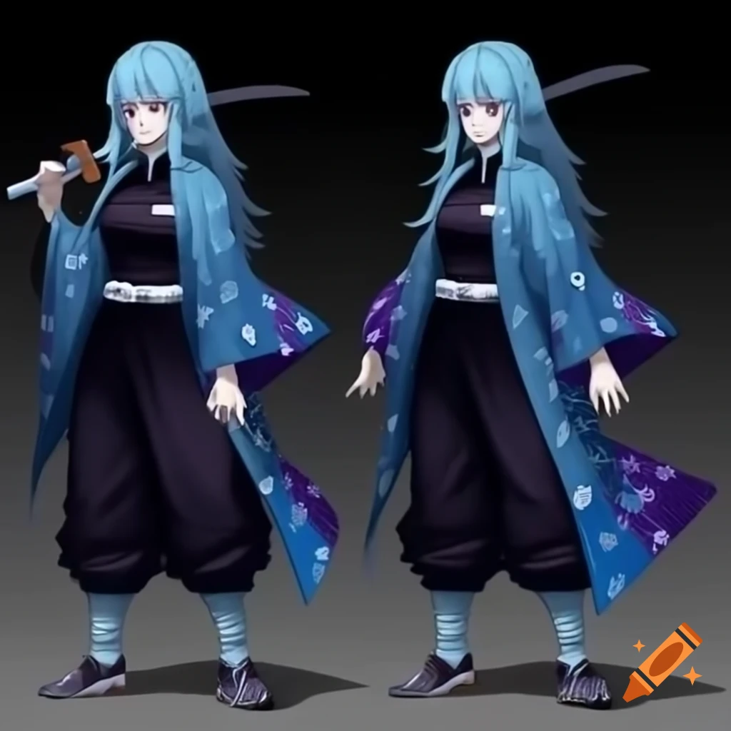 Anime character inspired by Demon Slayer with heterochromia and calm expression
