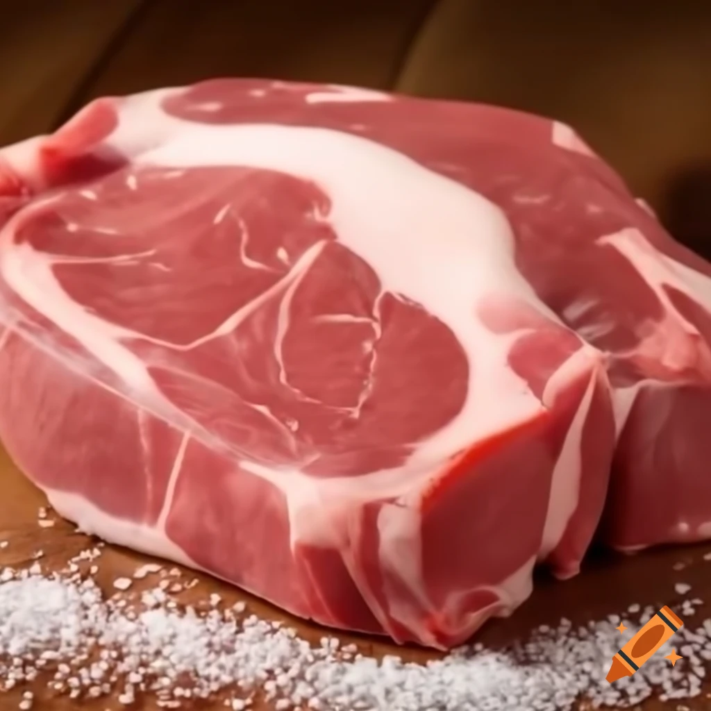 Salty meat seasoned with salt