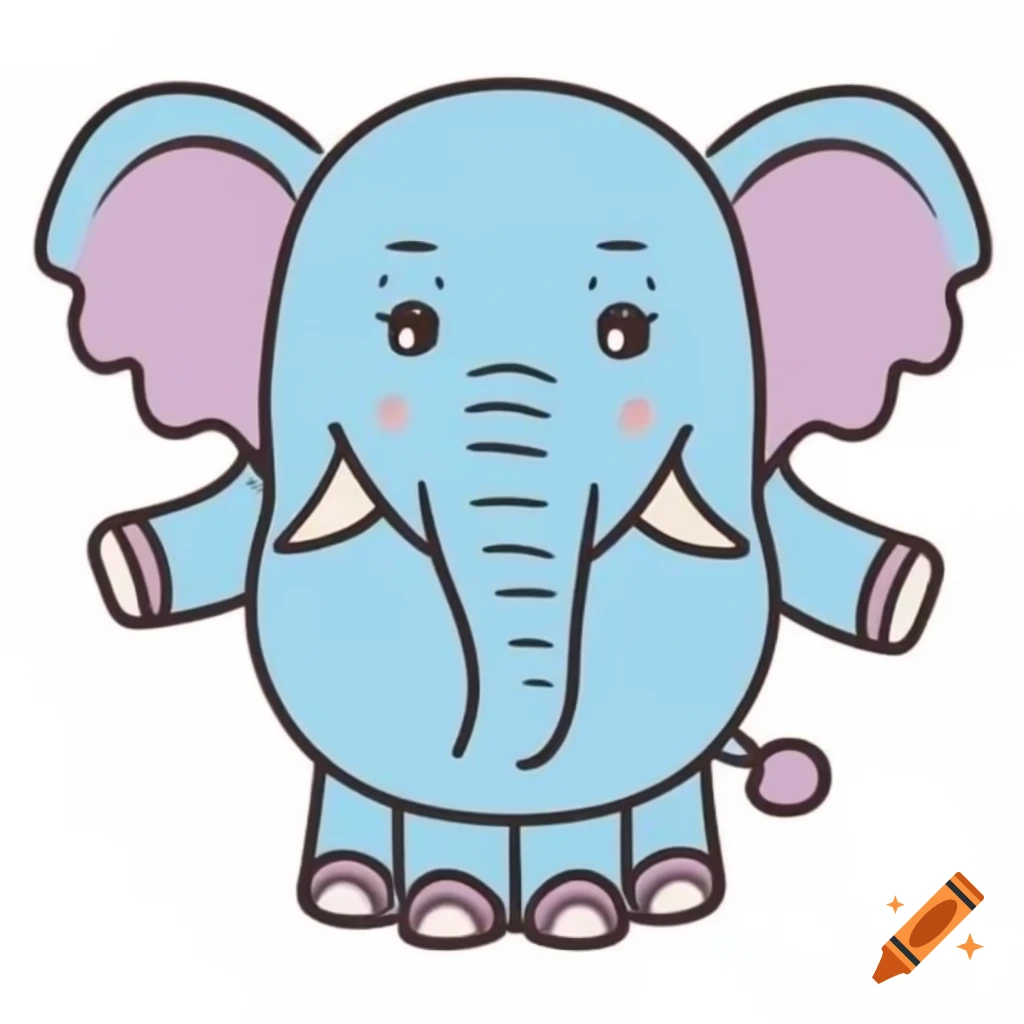 Hand painted happy elephant illustration