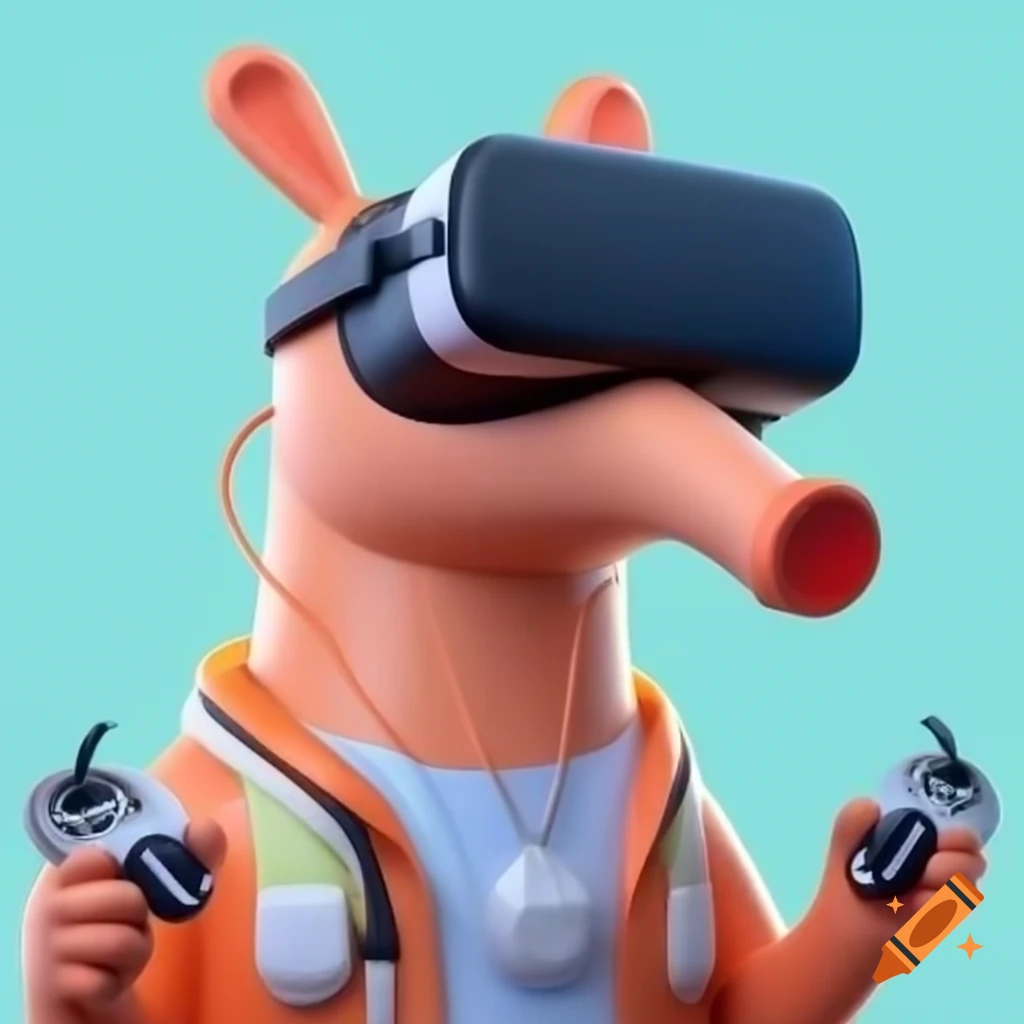 Aardvark engaging with VR headset and controllers