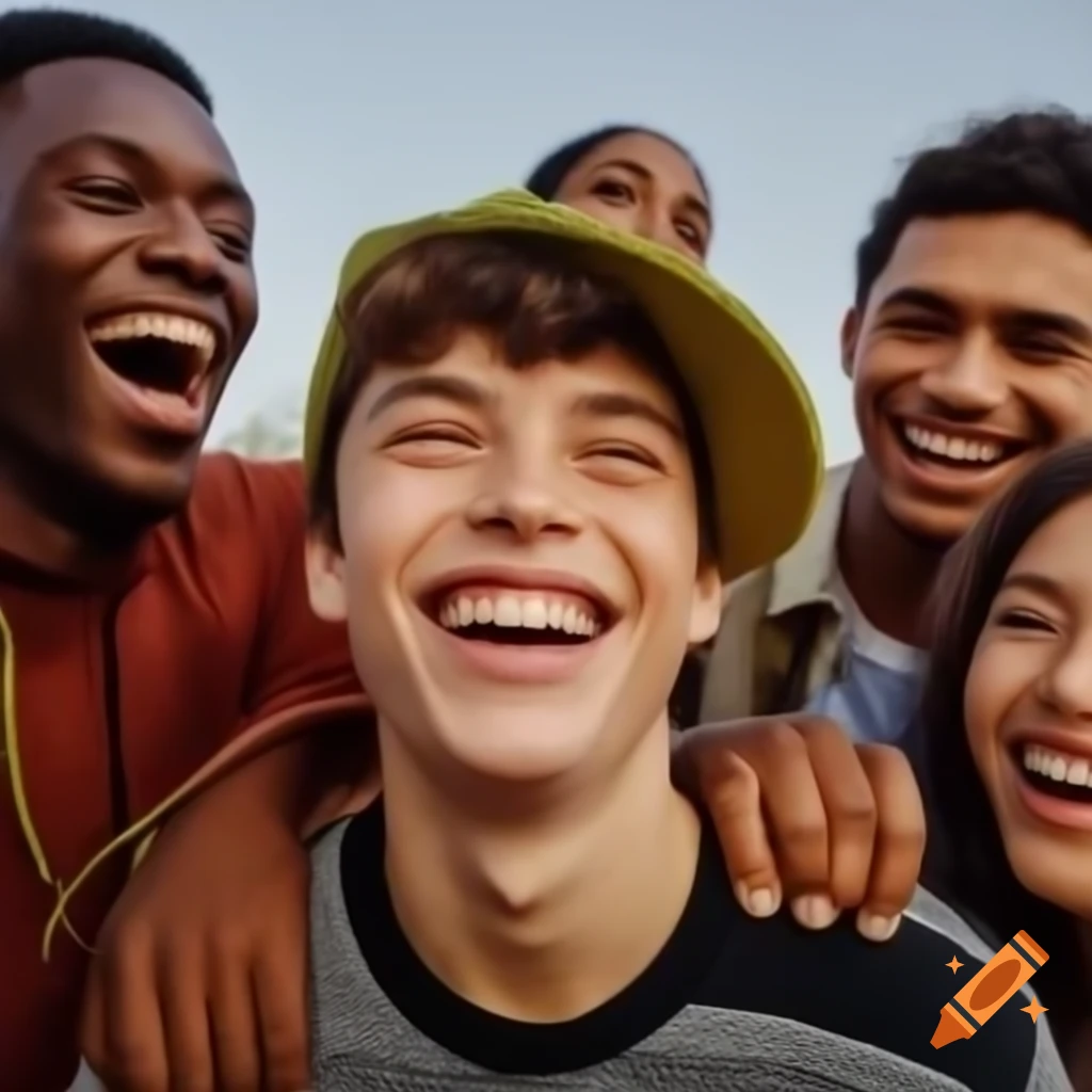 Happy boy enjoying time with friends