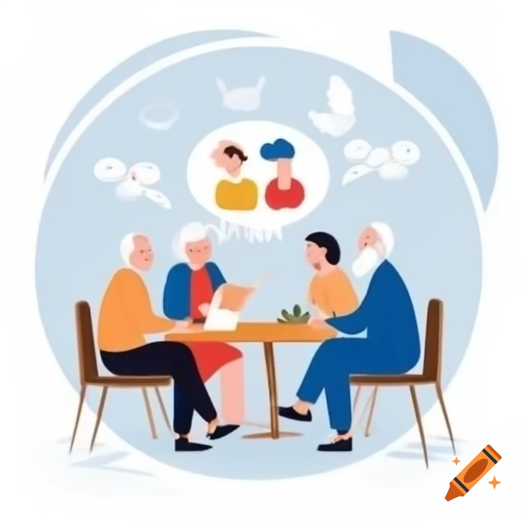 Family gathered at round table symbolizing discussion and reconciliation