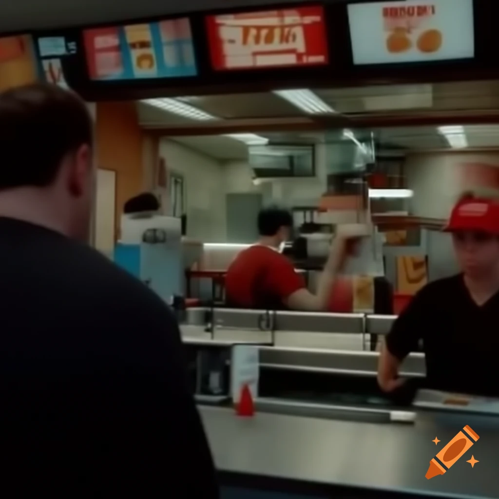 Customer engaging in friendly conversation at Burger Spot counter