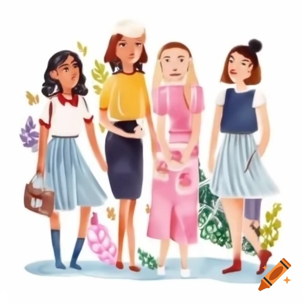 Group of four girls posing together