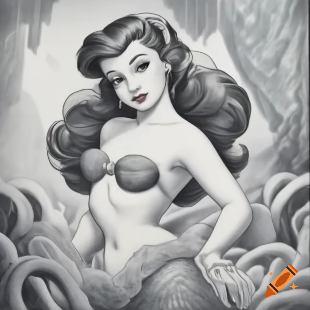 Vargas-style pinup mermaid illustration