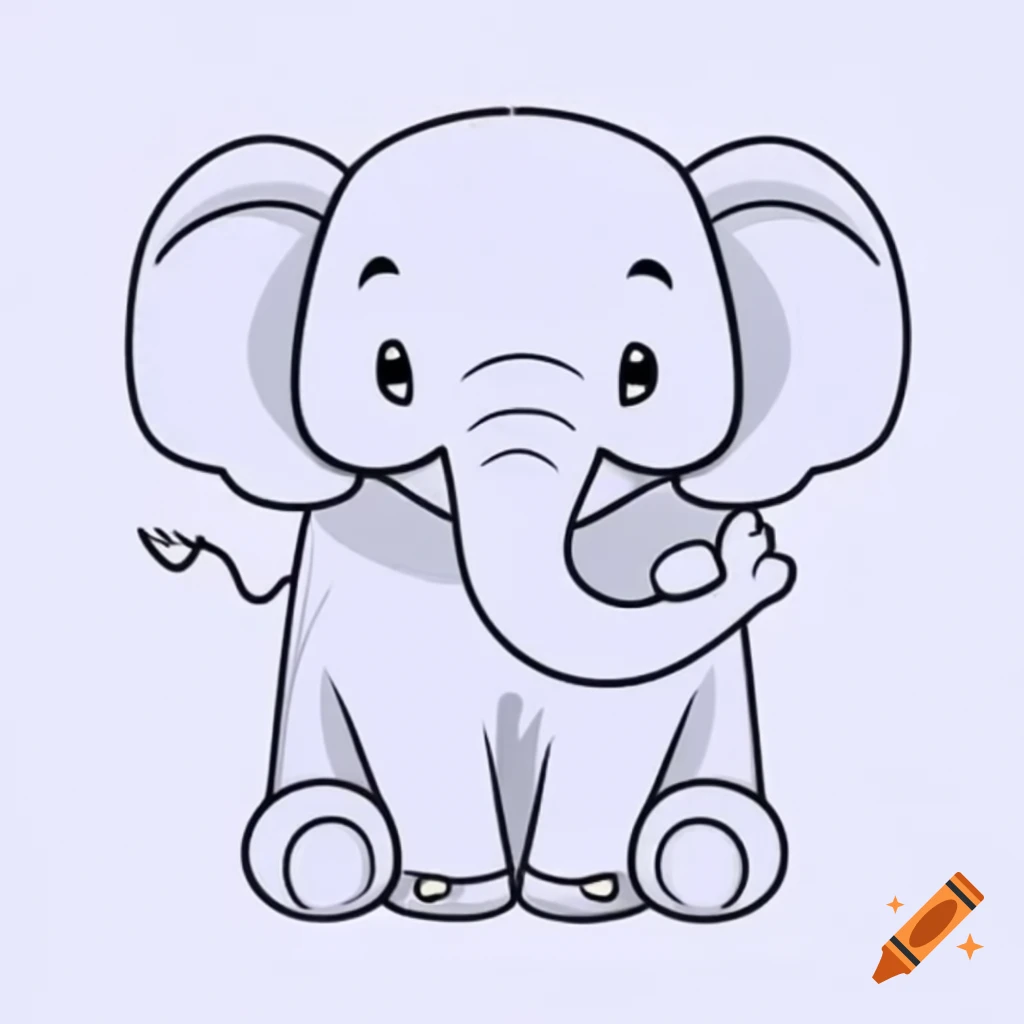 Hand painted happy elephant illustration