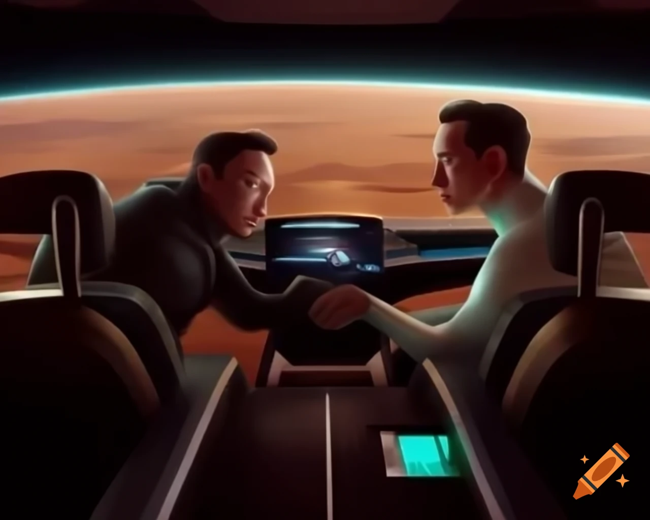 Epic showdown between Sam Altman and Elon Musk on Mars in cyberpunk ...