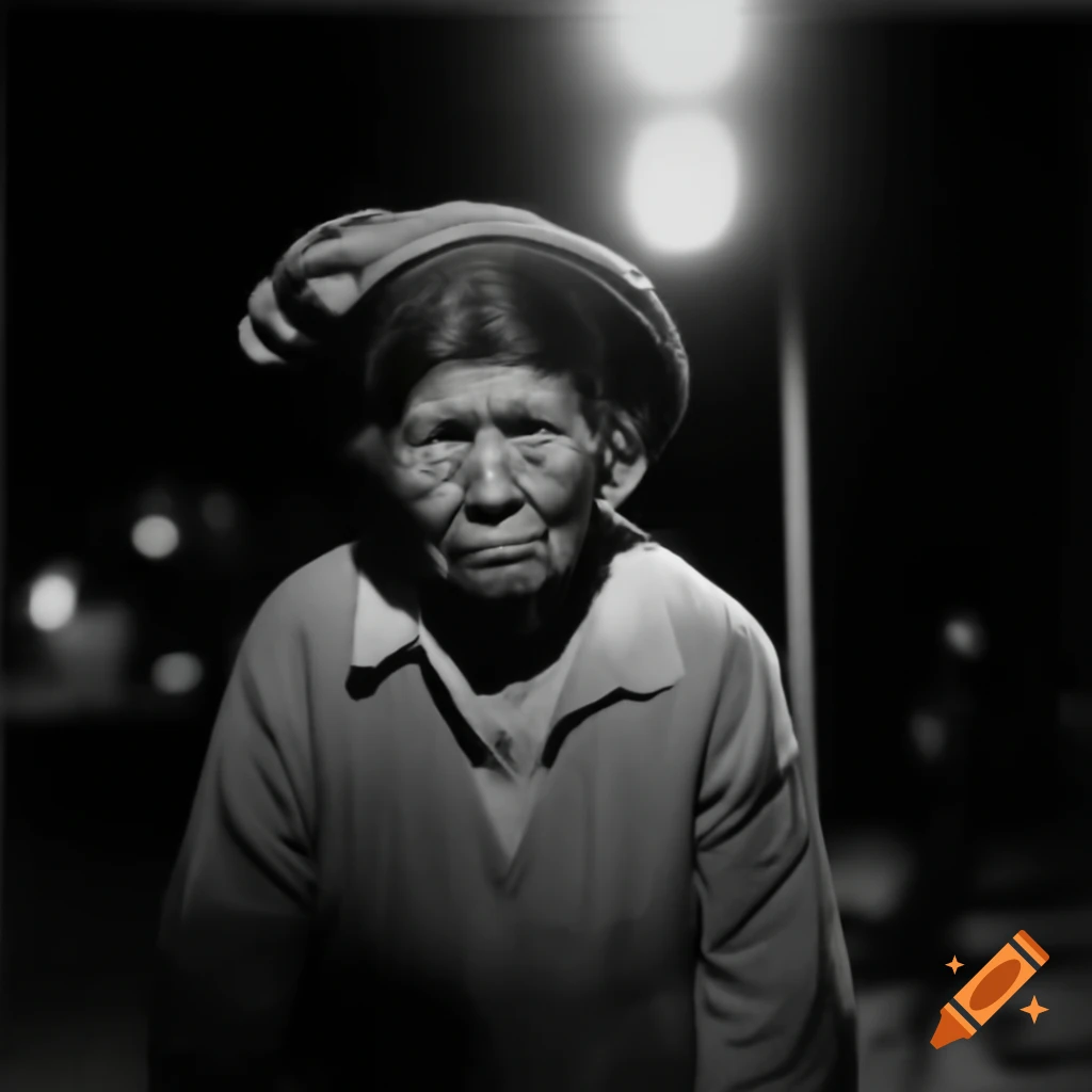 old-vegetable-seller-lady-under-street-light-in-black-and-white-on-craiyon
