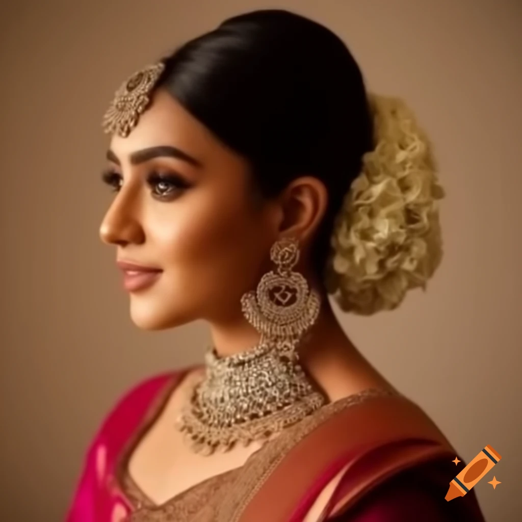Elegant Indian bride hairstyle showcasing traditional design