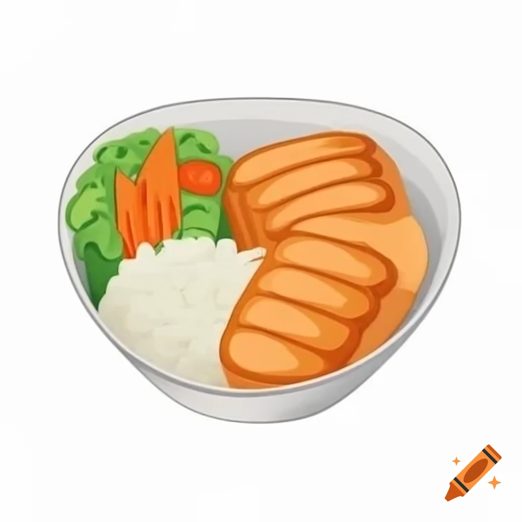Savory chicken katsu with white rice and vibrant salad in paper bowl