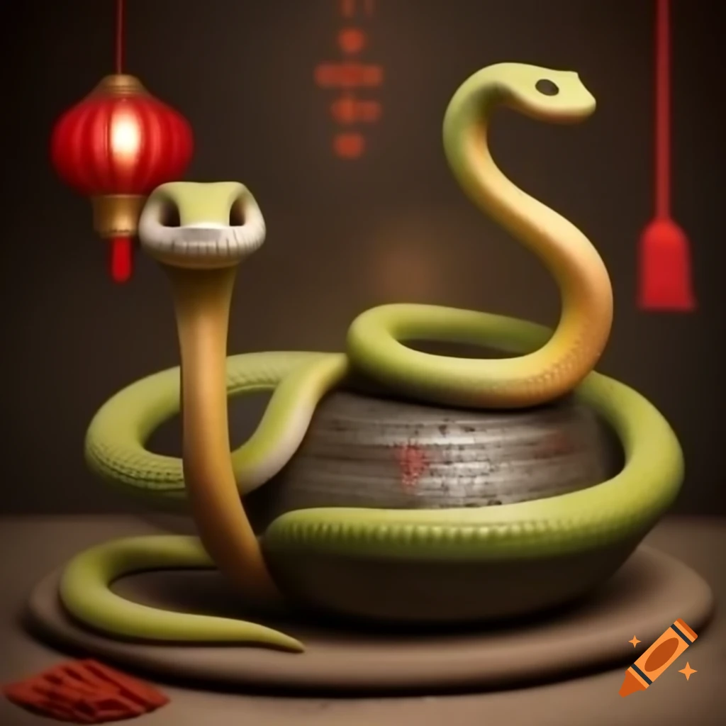 Cute snake design for Chinese New Year wishes with auspicious symbols