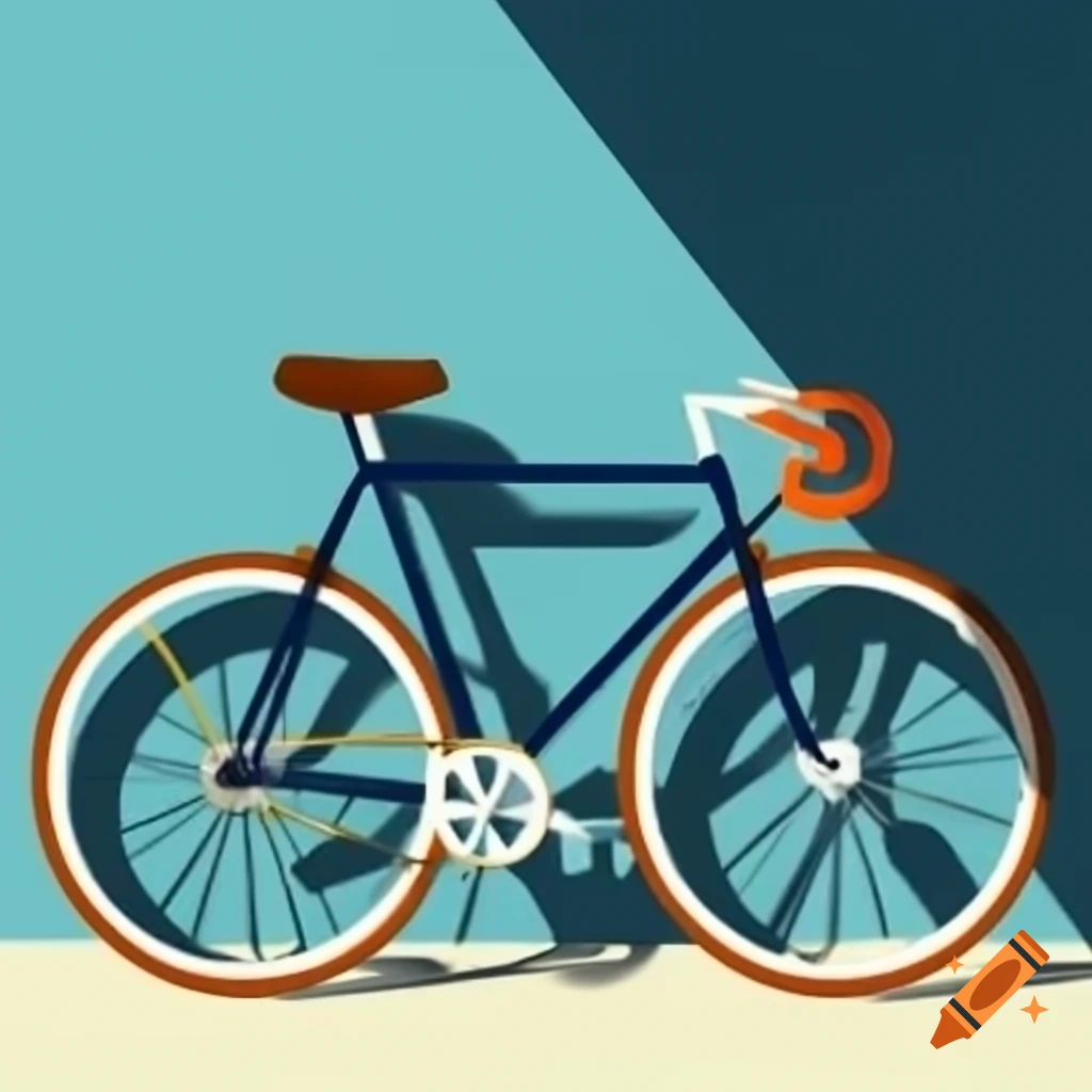 Old fashioned navy blue road bicycle with orange bar tape and tan wall tires in vector art style