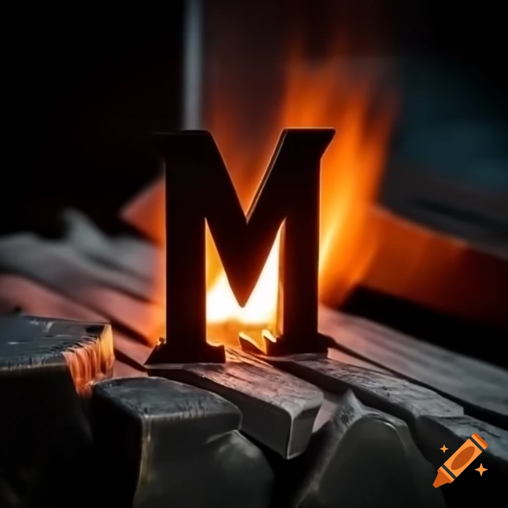 Forge creating the letter 'm', showcasing metalwork