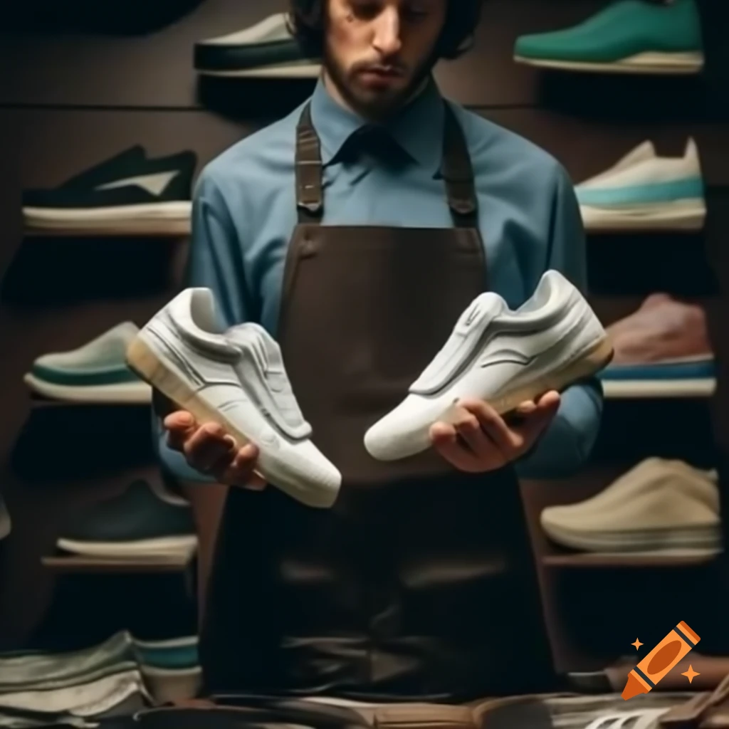 Salesman purchasing rare sneakers from collector