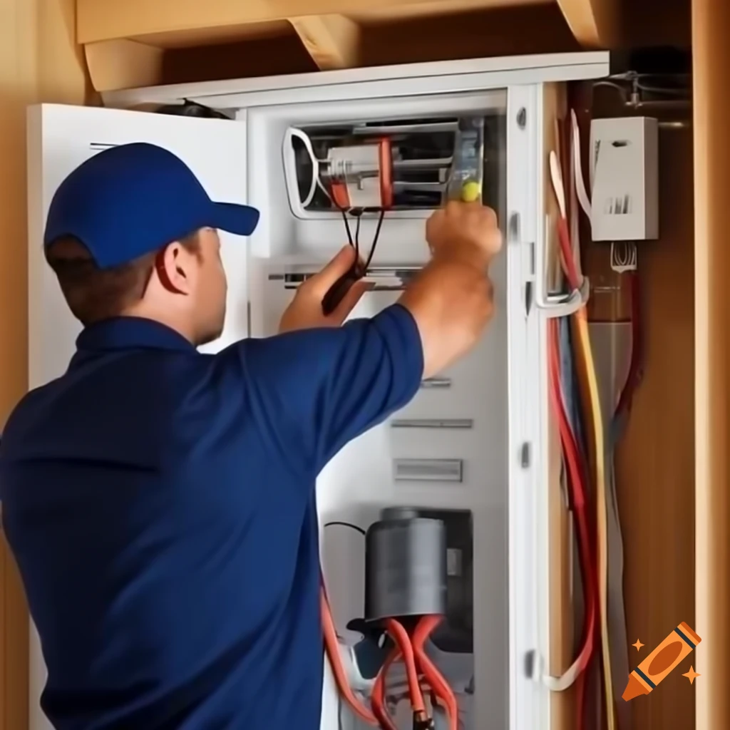 Electrician installing battery energy system in home