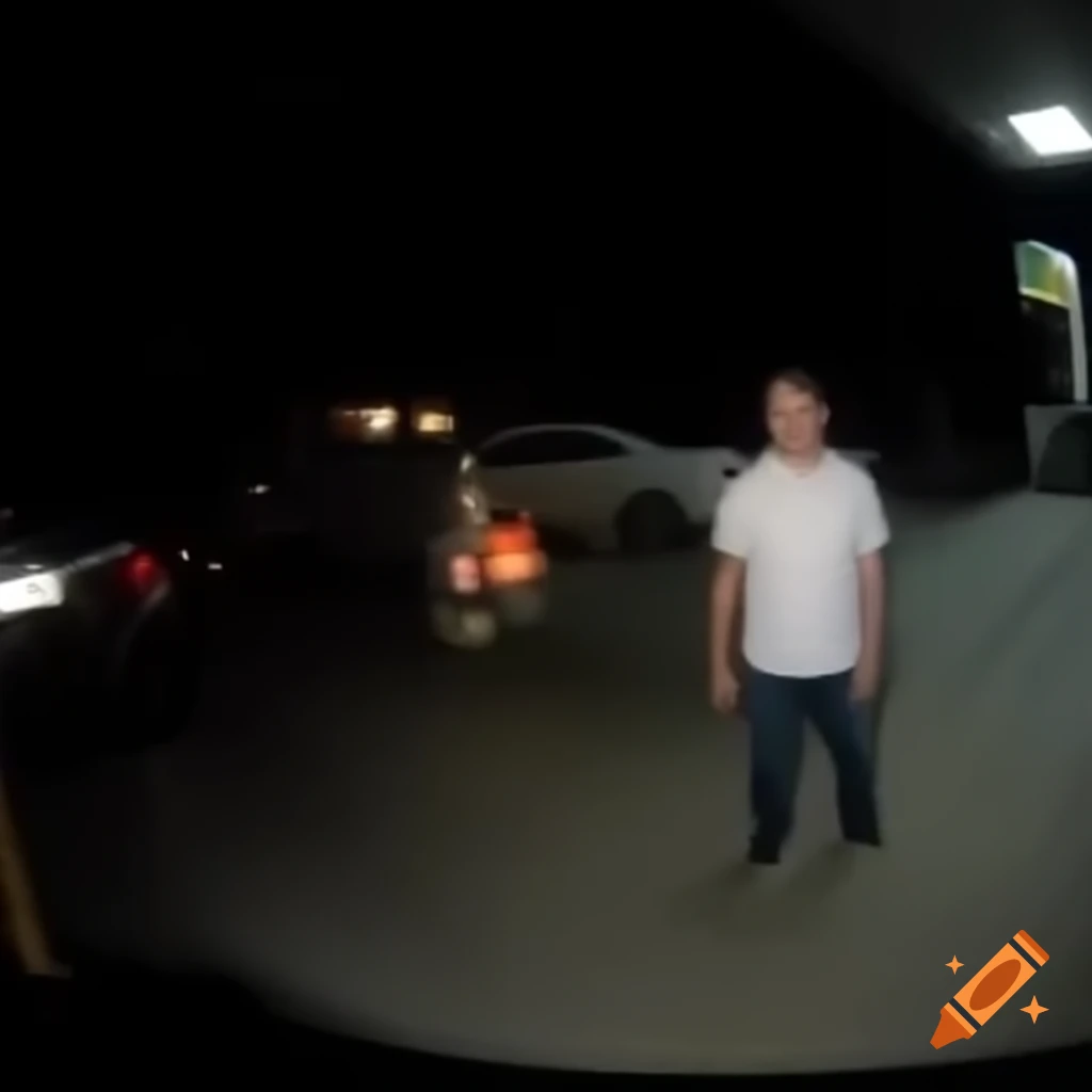 Man captured on gas station CCTV at night