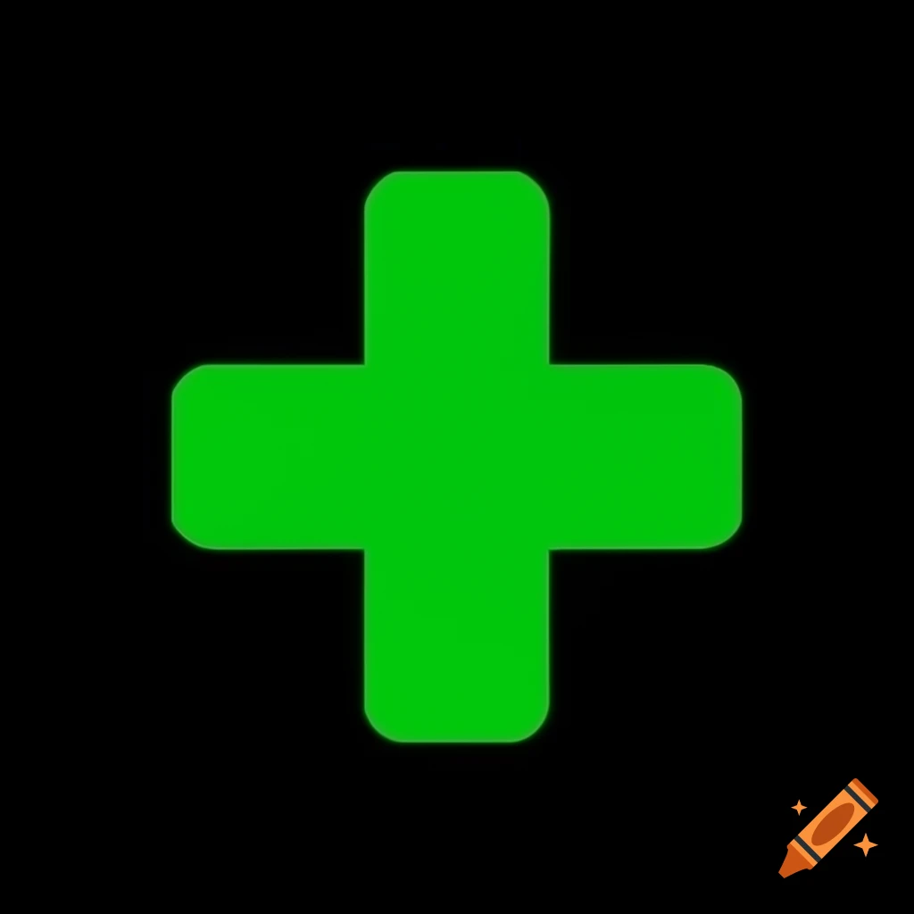 Plain green cross logo on black background