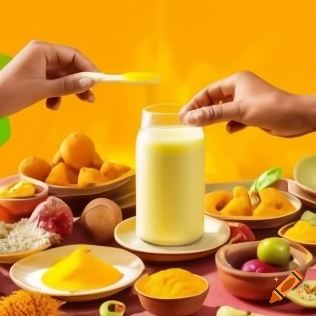 Bright festive image of yellow foods celebrating Vasant Panchami