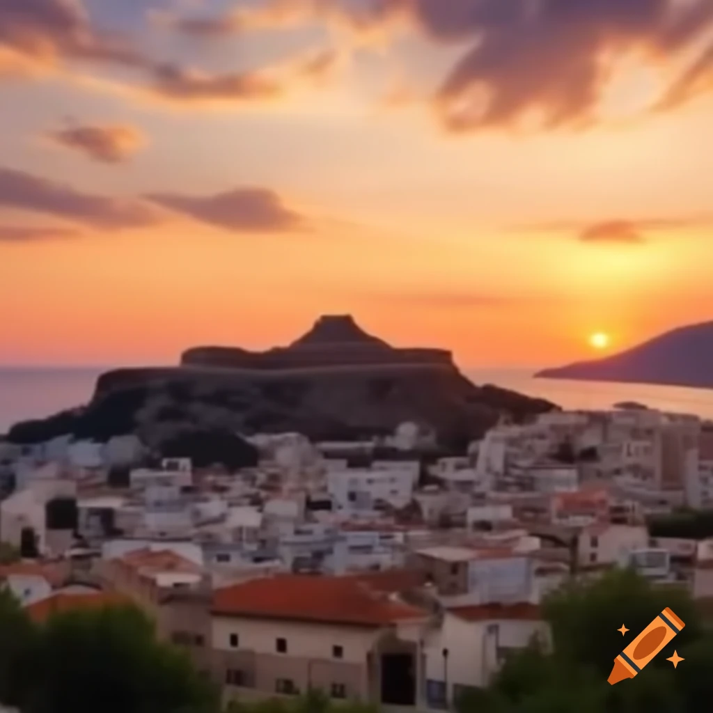 Sunset over Piraeus, Greece, showcasing vibrant colors