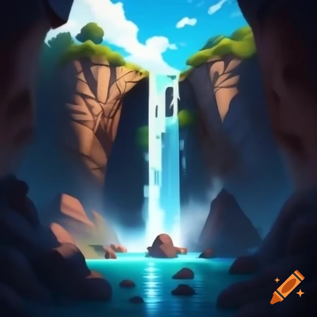 Waterfall cascading over a cliff