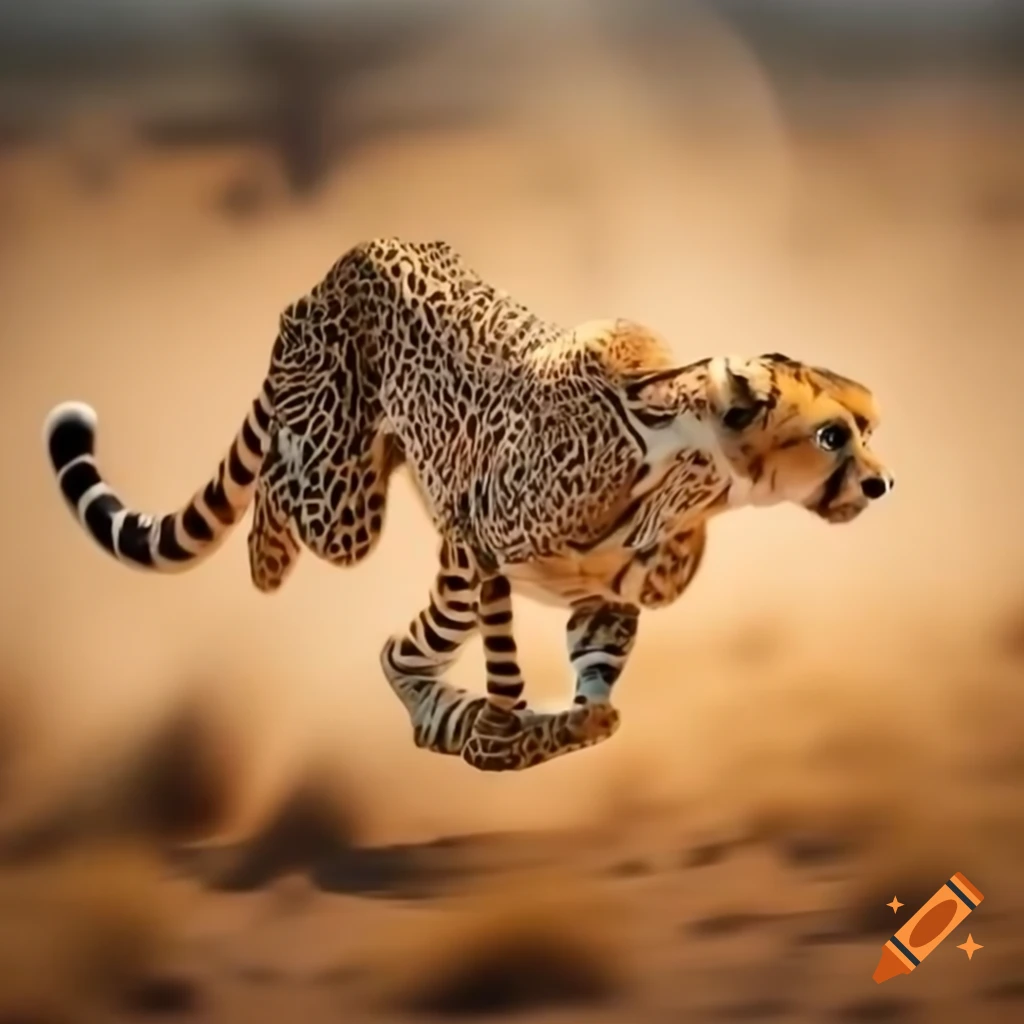 Cheetah sprinting across African savannah, showcasing speed and agility