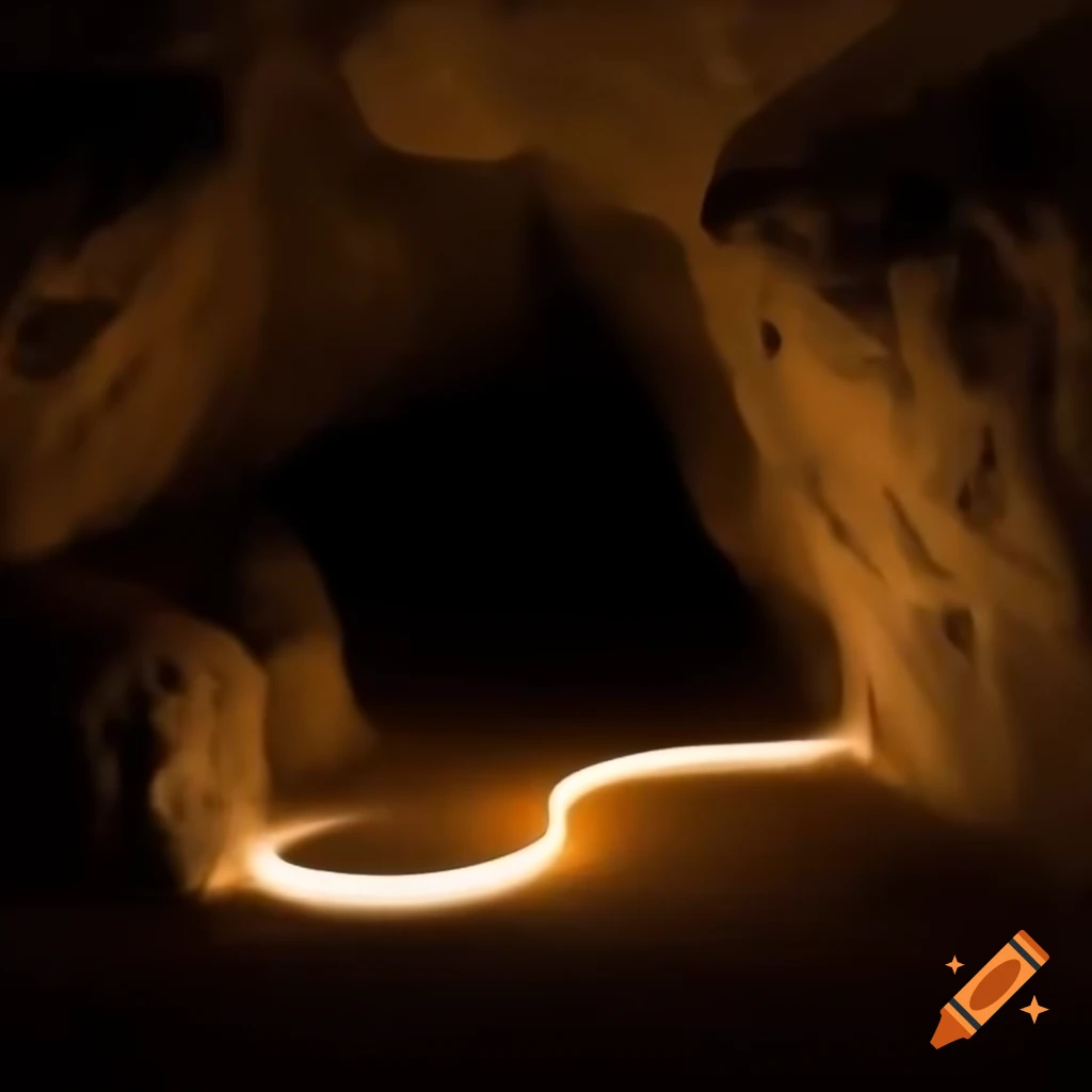Thin LED light cable in dark cave