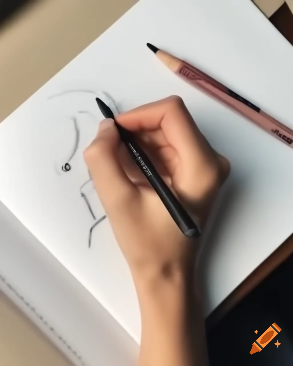 Woman's hand drawing with felt-tip pen