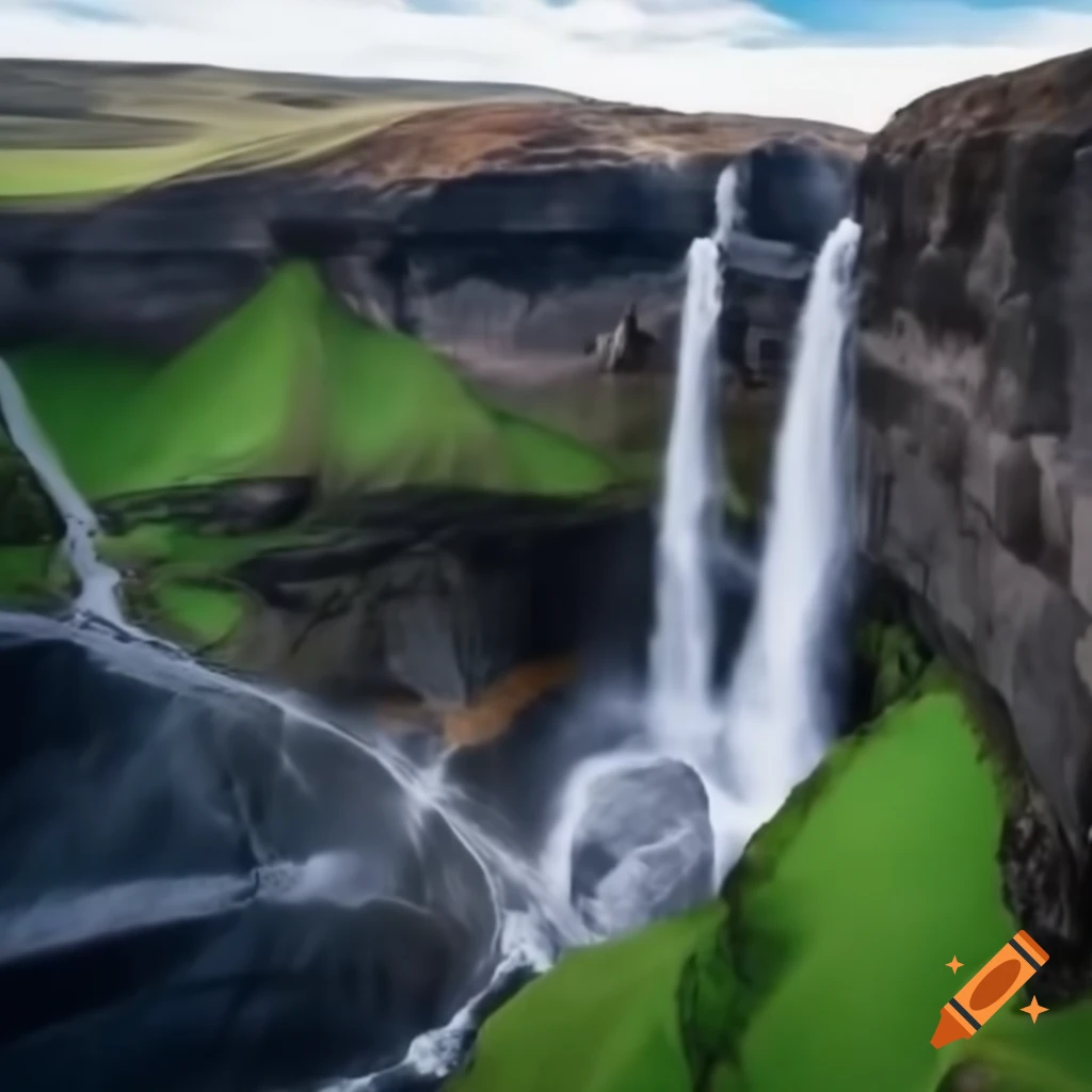 Waterfall cascading over a cliff