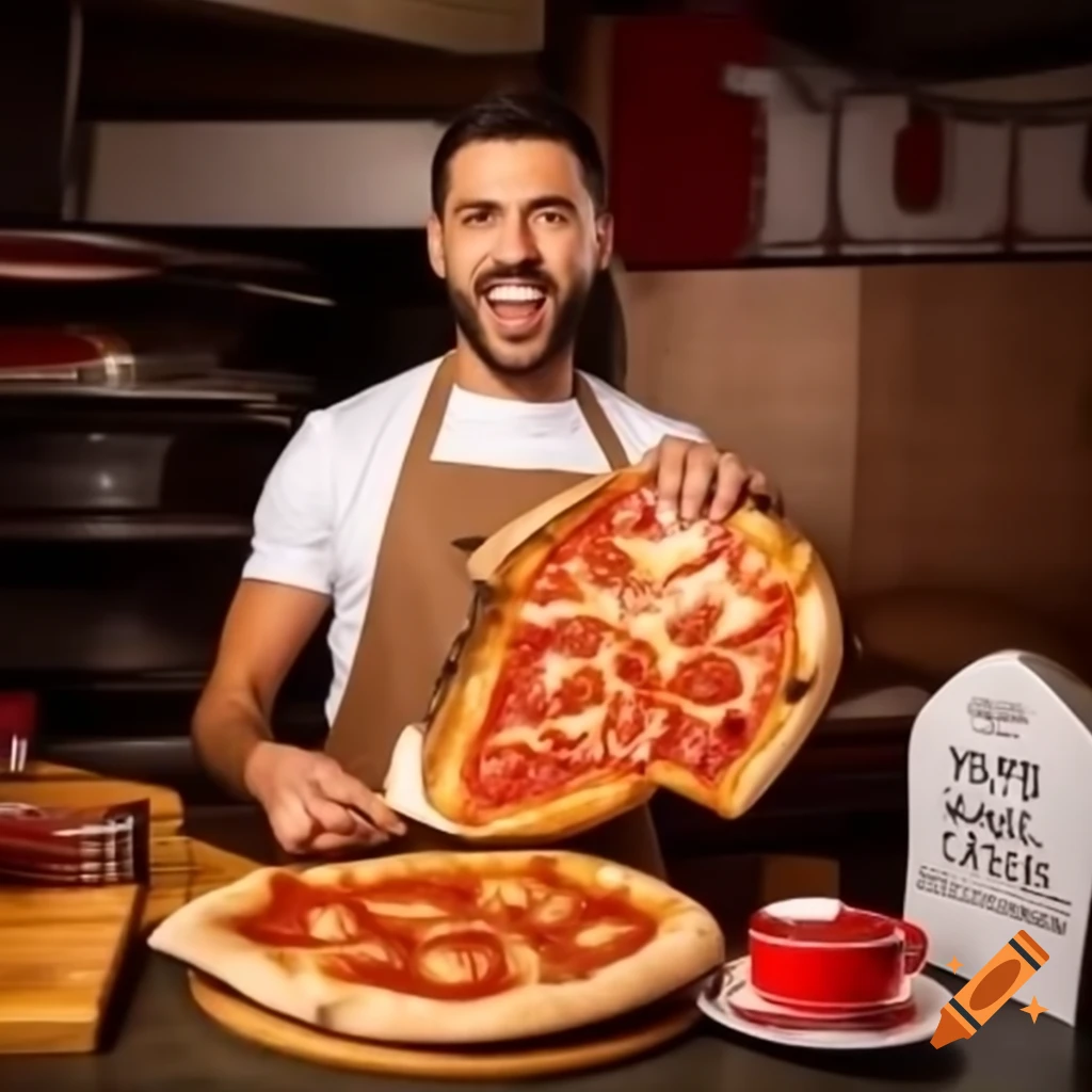 Chef preparing pizza in a cafe named 'Romansa'