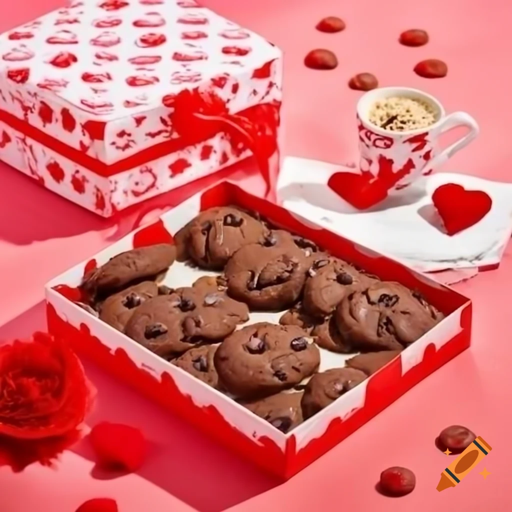 Valentine's Day themed chocolate chip cookie box