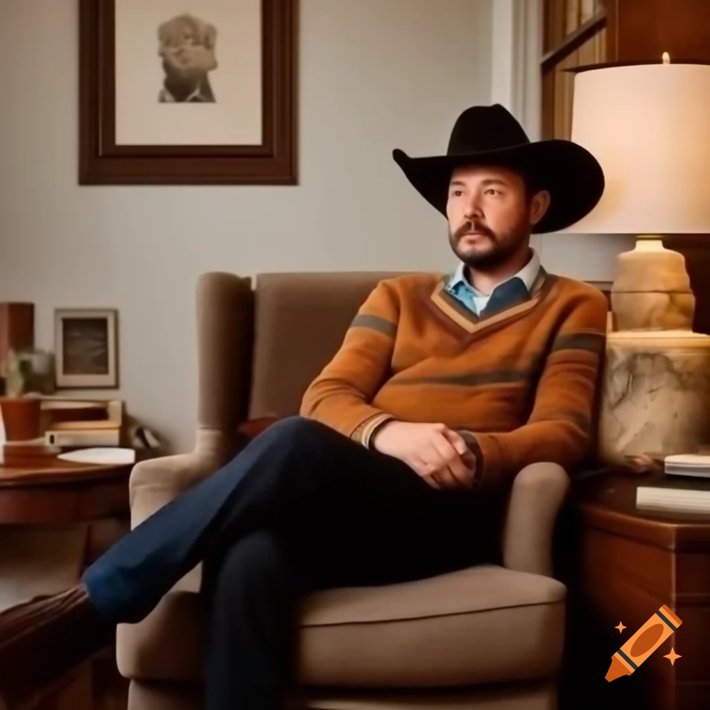 Psychologist in cozy office providing therapy to thoughtful bison