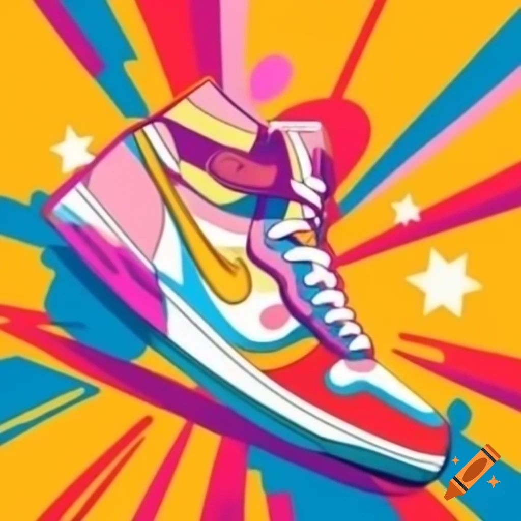 Vibrant sneaker pop art illustration