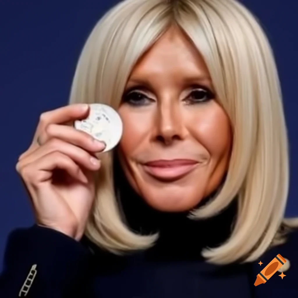 Brigitte Macron styled as a Solana meme coin on Craiyon